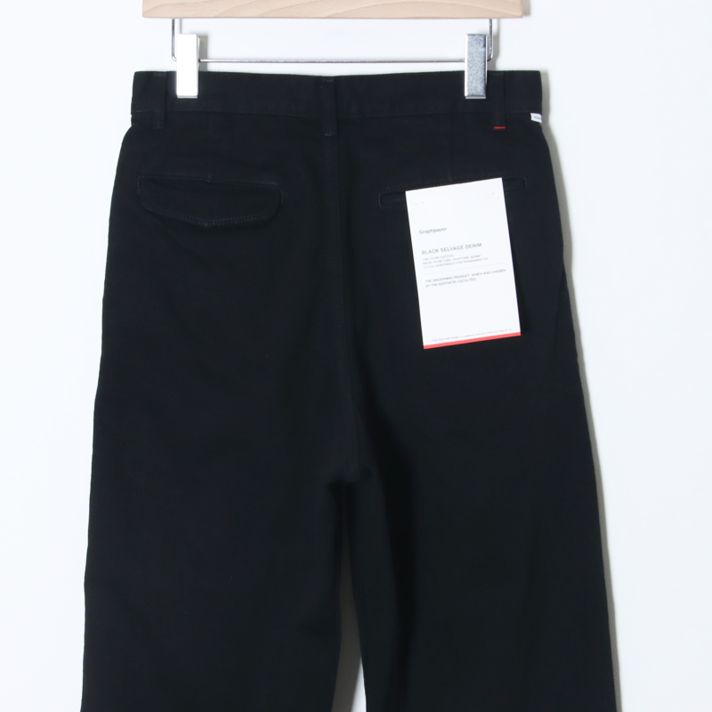 Graphpaper(����եڡ��ѡ�) Selvage Denim Two Tuck Tapered Pants�� INDIGO RIGID �� BLACK WASHED