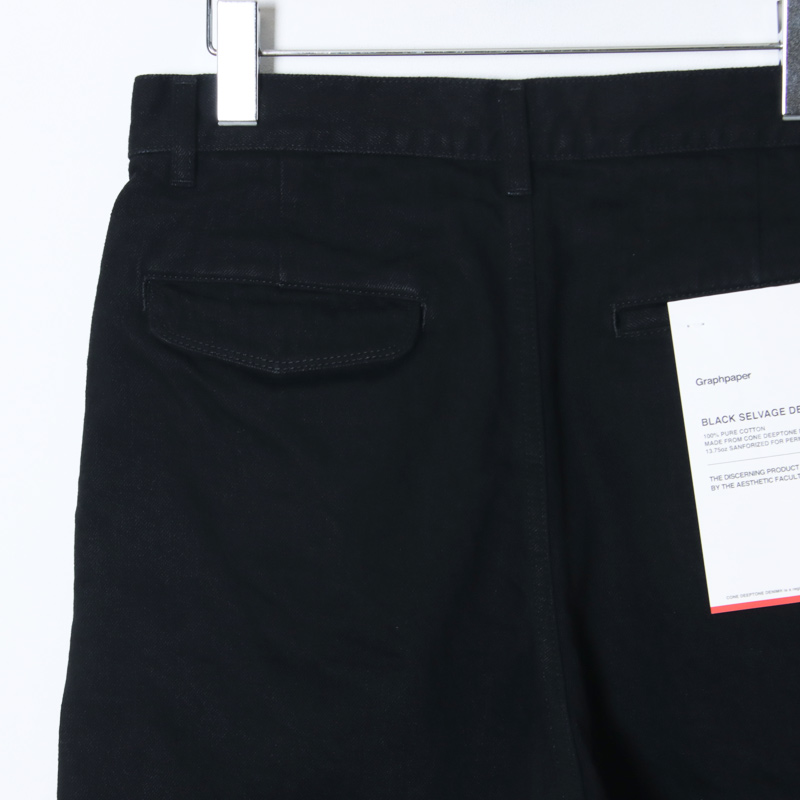 Graphpaper(����եڡ��ѡ�) Selvage Denim Two Tuck Tapered Pants�� INDIGO RIGID �� BLACK WASHED