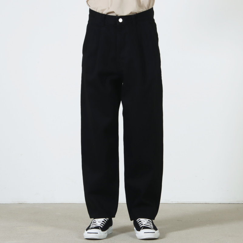 Graphpaper(����եڡ��ѡ�) Selvage Denim Two Tuck Tapered Pants�� INDIGO RIGID �� BLACK WASHED