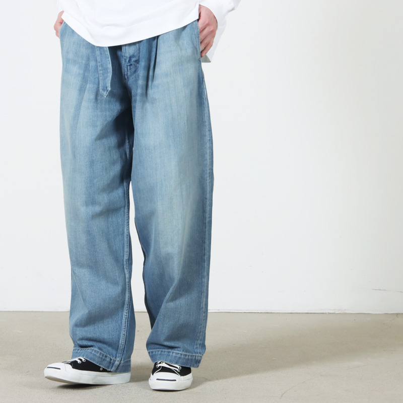 Graphpaper(����եڡ��ѡ�) Selvage Denim Belted Pants -LIGHT FADE-