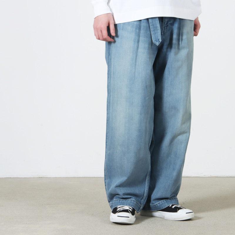 Graphpaper(����եڡ��ѡ�) Selvage Denim Belted Pants -LIGHT FADE-