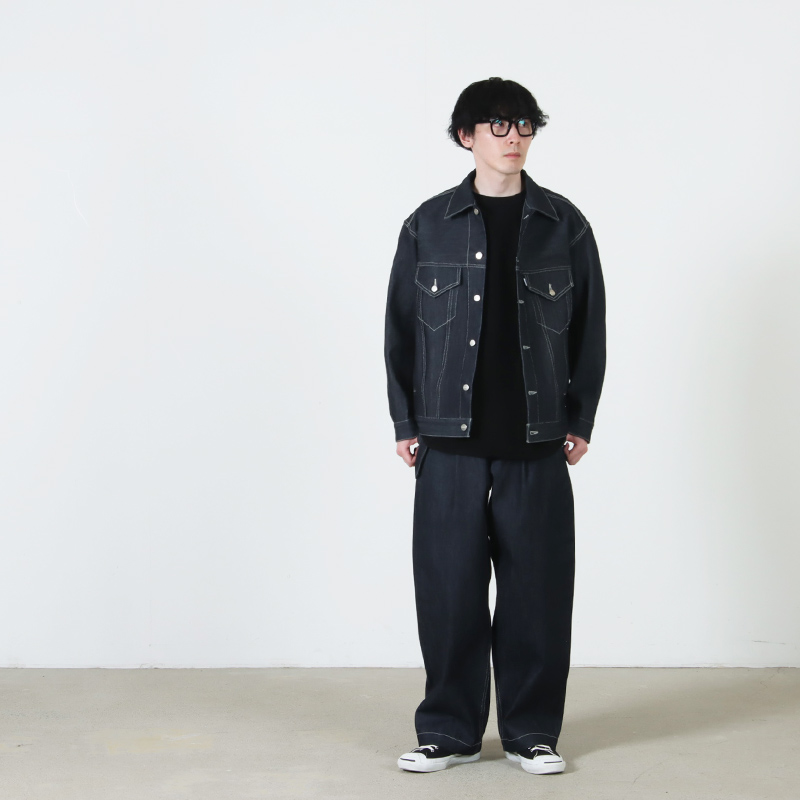 Graphpaper(����եڡ��ѡ�) Selvage Denim Belted Pants �� INDIGO RIGID �� BLACK WASHED