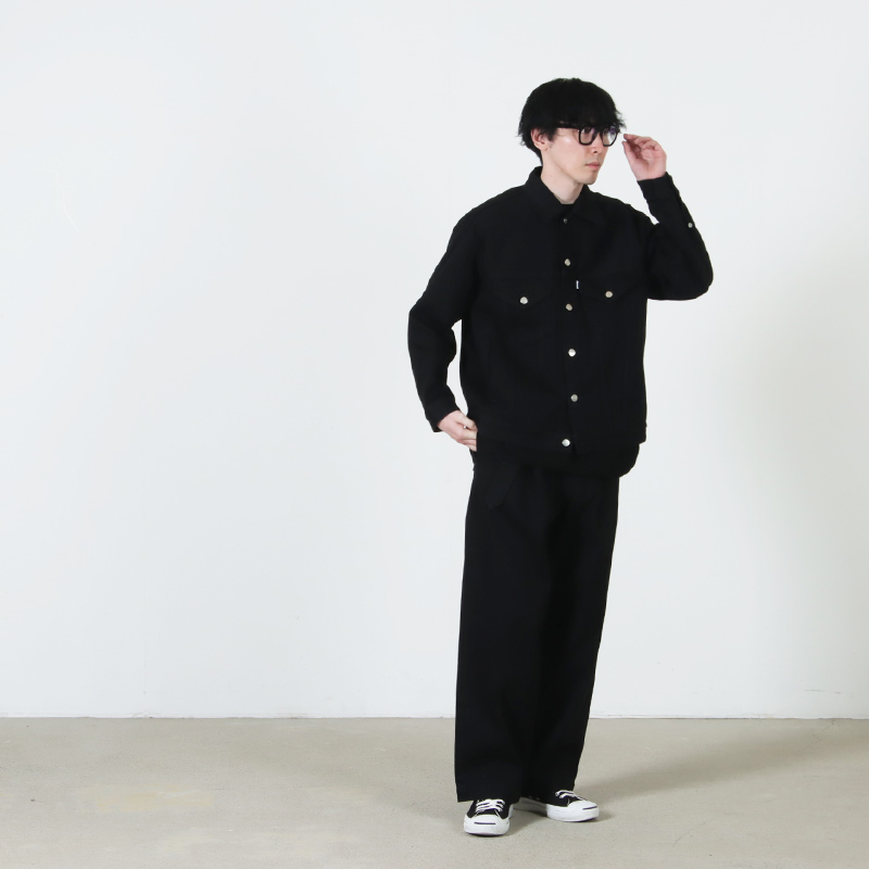 Graphpaper(����եڡ��ѡ�) Selvage Denim Belted Pants �� INDIGO RIGID �� BLACK WASHED