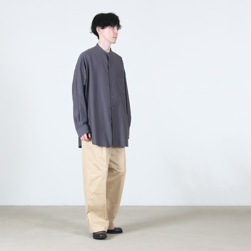 Graphpaper(����եڡ��ѡ�) Oxford L/S Oversized Band Collar Shirt