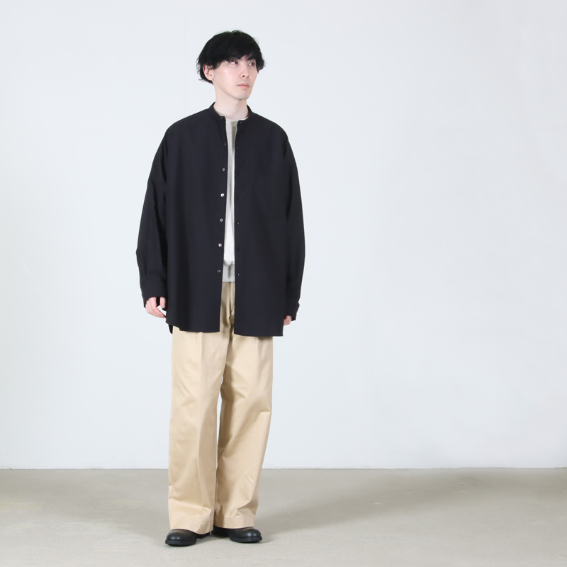 Graphpaper(����եڡ��ѡ�) Oxford L/S Oversized Band Collar Shirt