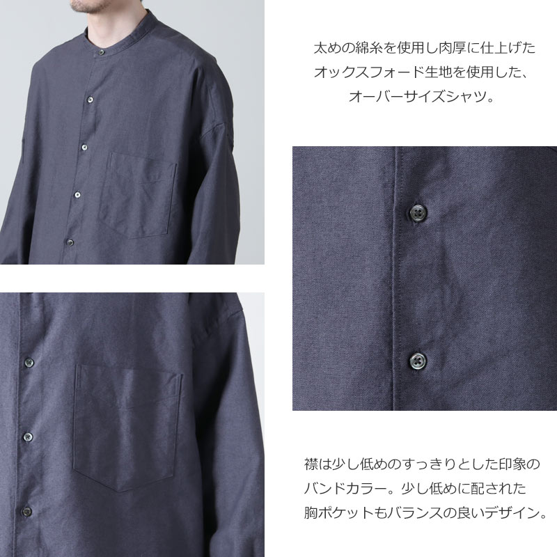 Graphpaper(����եڡ��ѡ�) Oxford L/S Oversized Band Collar Shirt