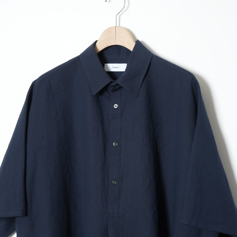 Graphpaper(����եڡ��ѡ�) Cotton Linen Seersucker S/S Pullover Shirt