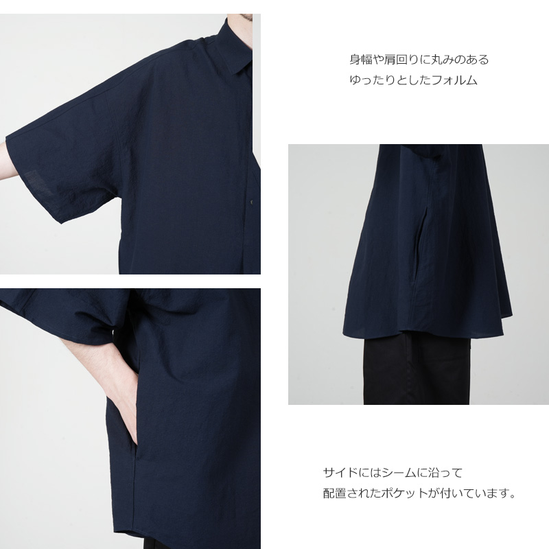 Graphpaper(����եڡ��ѡ�) Cotton Linen Seersucker S/S Pullover Shirt