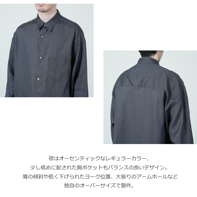 Graphpaper(����եڡ��ѡ�) Linen L/S Oversized Regular Collar Shirt
