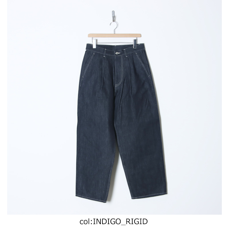 Graphpaper(����եڡ��ѡ�) Selvage Denim Two Tuck Pants �� INDIGO RIGID �� BLACK WASHED