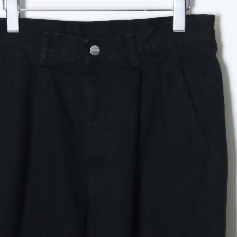 Graphpaper(����եڡ��ѡ�) Selvage Denim Two Tuck Pants �� INDIGO RIGID �� BLACK WASHED