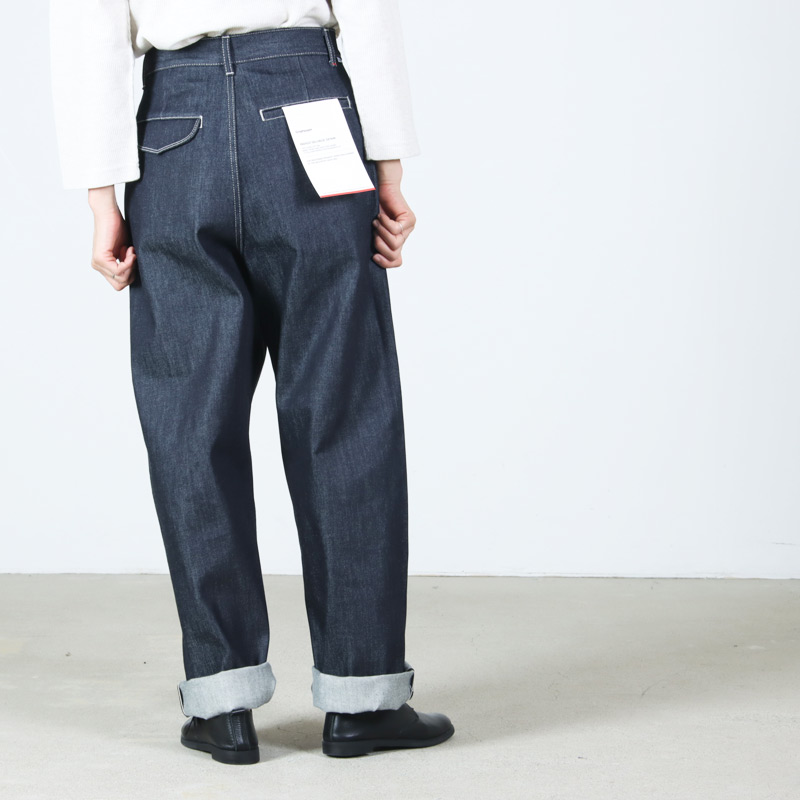 Graphpaper(����եڡ��ѡ�) Selvage Denim Two Tuck Pants �� INDIGO RIGID �� BLACK WASHED