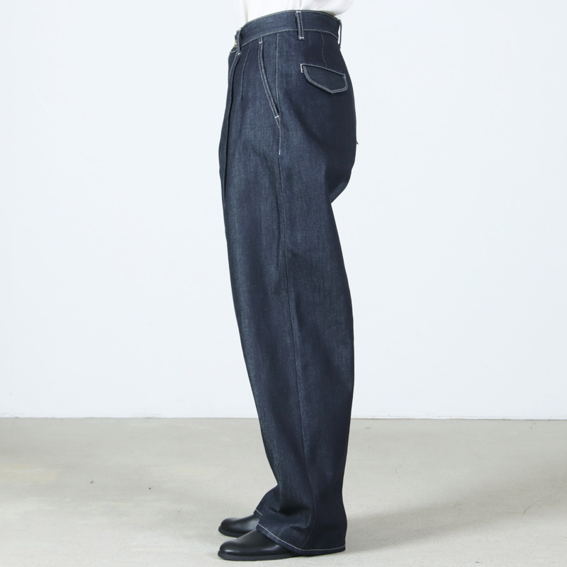 Graphpaper(����եڡ��ѡ�) Selvage Denim Two Tuck Pants �� INDIGO RIGID �� BLACK WASHED