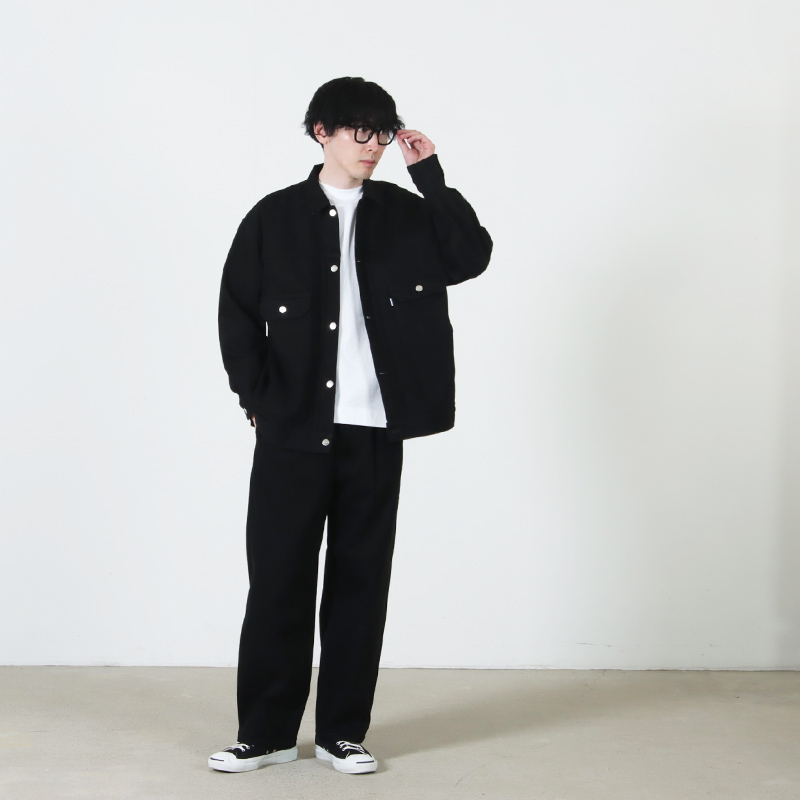 Graphpaper(����եڡ��ѡ�) Selvage Denim Two Tuck Pants �� INDIGO RIGID �� BLACK WASHED