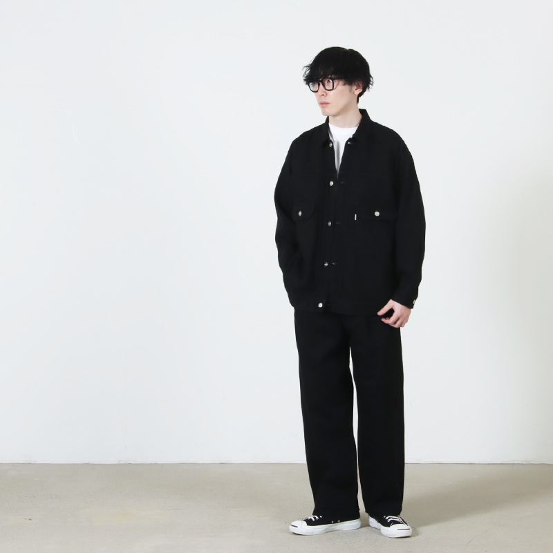 Graphpaper(����եڡ��ѡ�) Selvage Denim Two Tuck Pants �� INDIGO RIGID �� BLACK WASHED