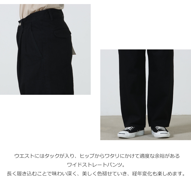 Graphpaper(����եڡ��ѡ�) Selvage Denim Two Tuck Pants �� INDIGO RIGID �� BLACK WASHED