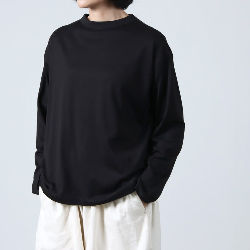 handvaerk | 60/2 ボトルネック長袖Tシャツ 黒 S-