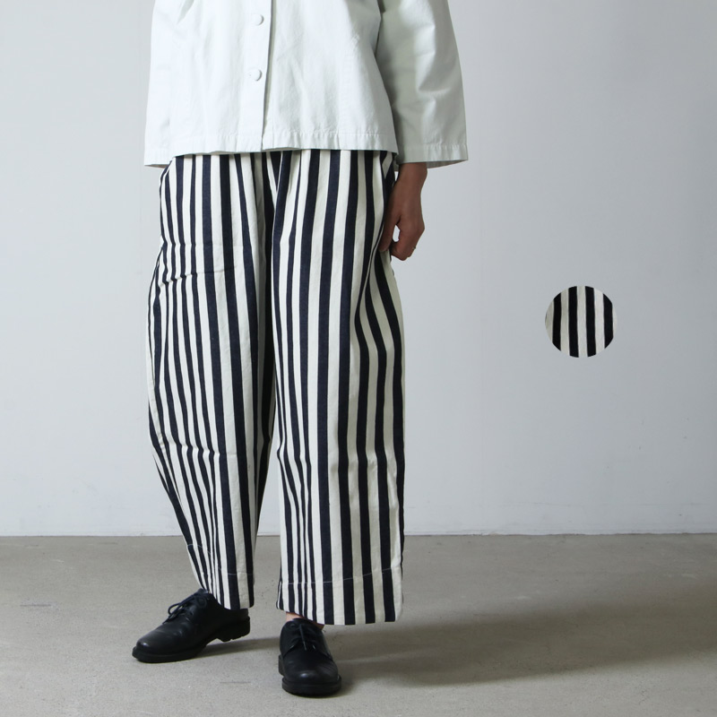 have a good day (ハブアグッドデイ) Stripe volume pants For Women / ストライプボリュームパンツ