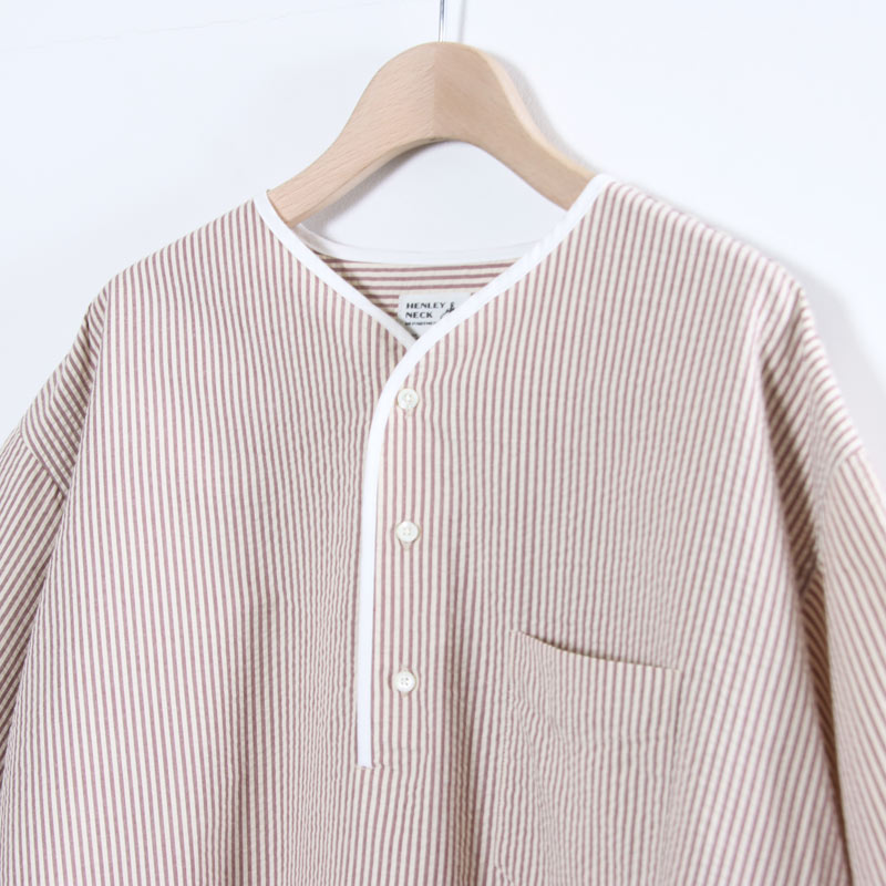 HENLEY NECK DEPARTMENT(�إ�꡼�ͥå��ǥѡ��ȥ���) Allen-SIDOGRAS MAROON SEERSUCKER