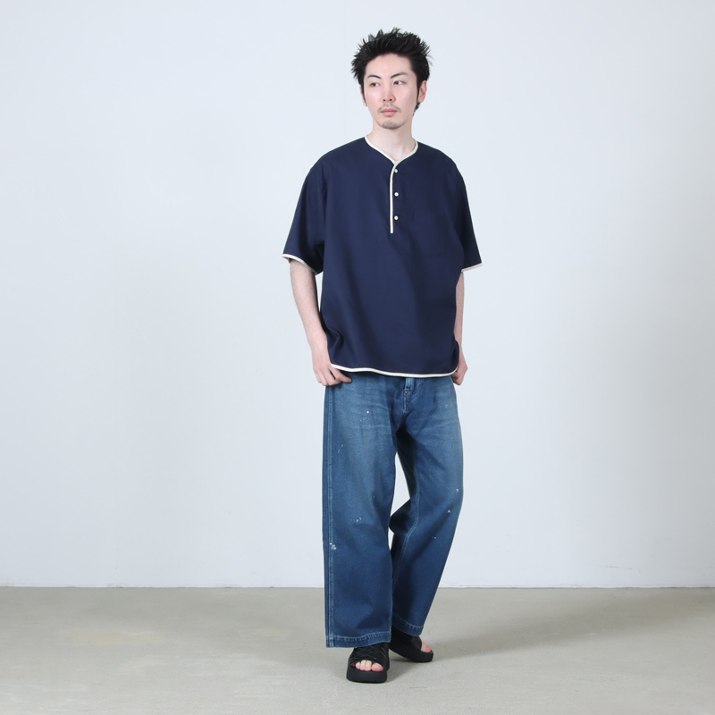 HENLEY NECK DEPARTMENT(�إ�꡼�ͥå��ǥѡ��ȥ���) Allen-NAVY COTTON LINEN