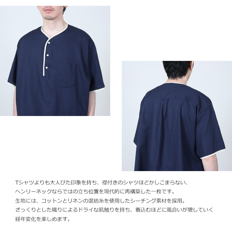 HENLEY NECK DEPARTMENT(�إ�꡼�ͥå��ǥѡ��ȥ���) Allen-NAVY COTTON LINEN