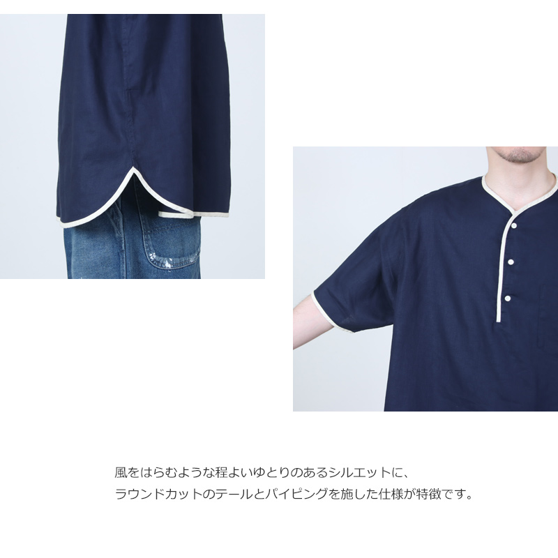 HENLEY NECK DEPARTMENT(�إ�꡼�ͥå��ǥѡ��ȥ���) Allen-NAVY COTTON LINEN