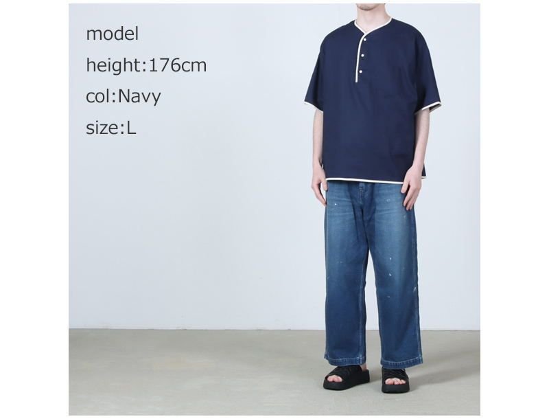 HENLEY NECK DEPARTMENT(�إ�꡼�ͥå��ǥѡ��ȥ���) Allen-NAVY COTTON LINEN