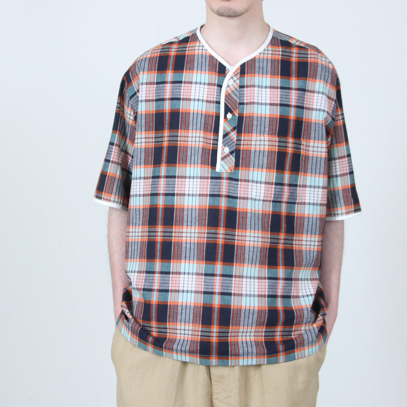 HENLEY NECK DEPARTMENT(�إ�꡼�ͥå��ǥѡ��ȥ���) Albert-ORANGE MADRAS PLAID