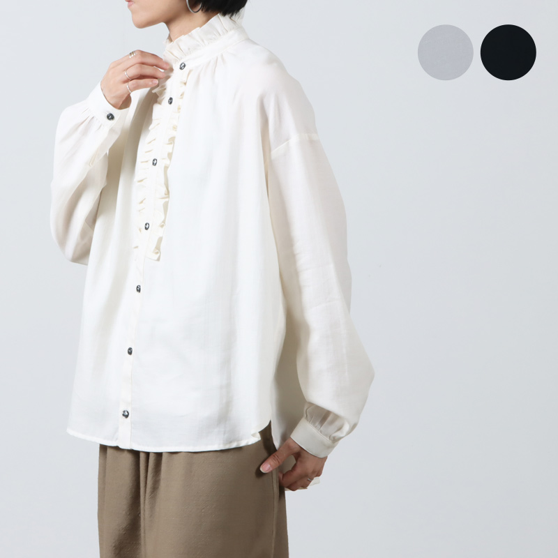 Honnete (ͥå) Cotton Silk Dyed Twill Pleated Gather Shirts / åȥ󥷥륯ĥץ꡼ĥ㥶֥饦