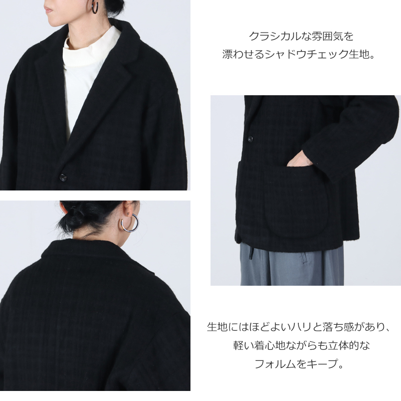 Honnete(ͥå) Short Coat Jacket Shadow Check