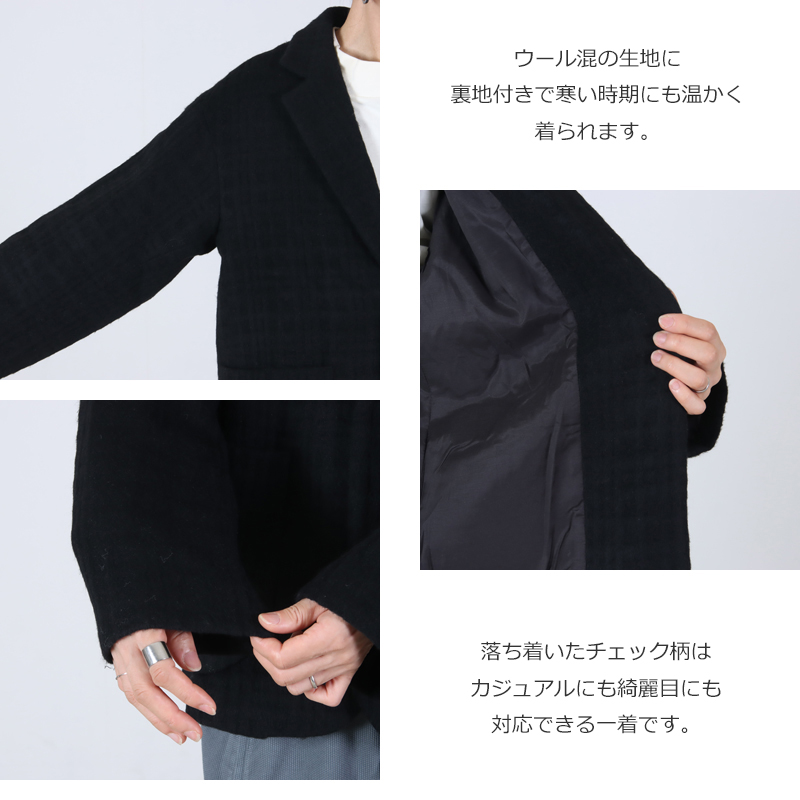 Honnete(ͥå) Short Coat Jacket Shadow Check