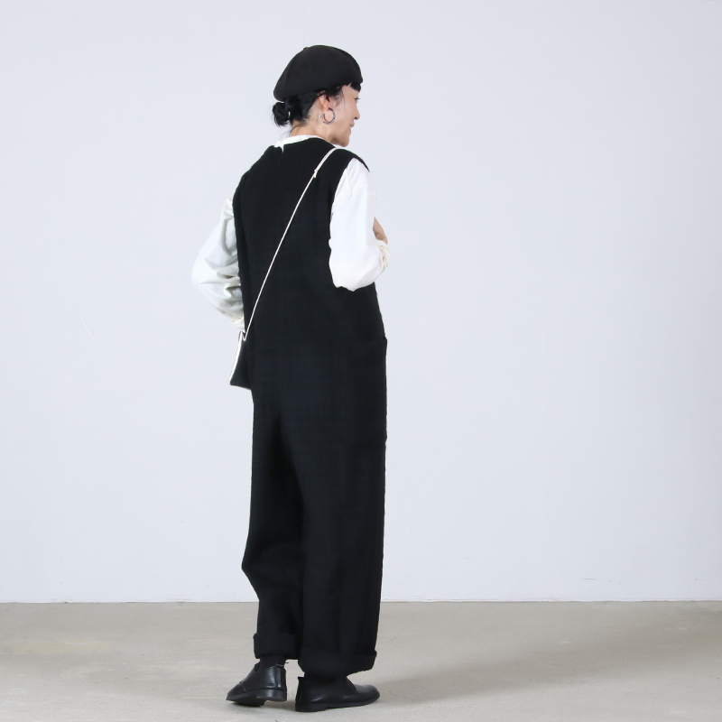 Honnete(ͥå) V Neck Jumpsuit Shadow Check