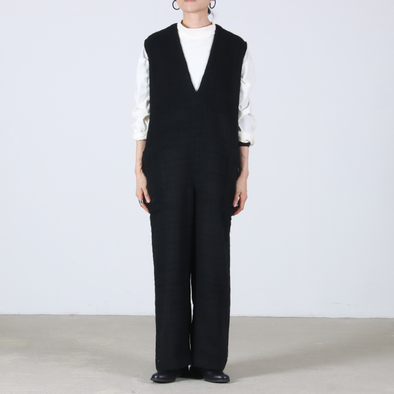 Honnete(ͥå) V Neck Jumpsuit Shadow Check