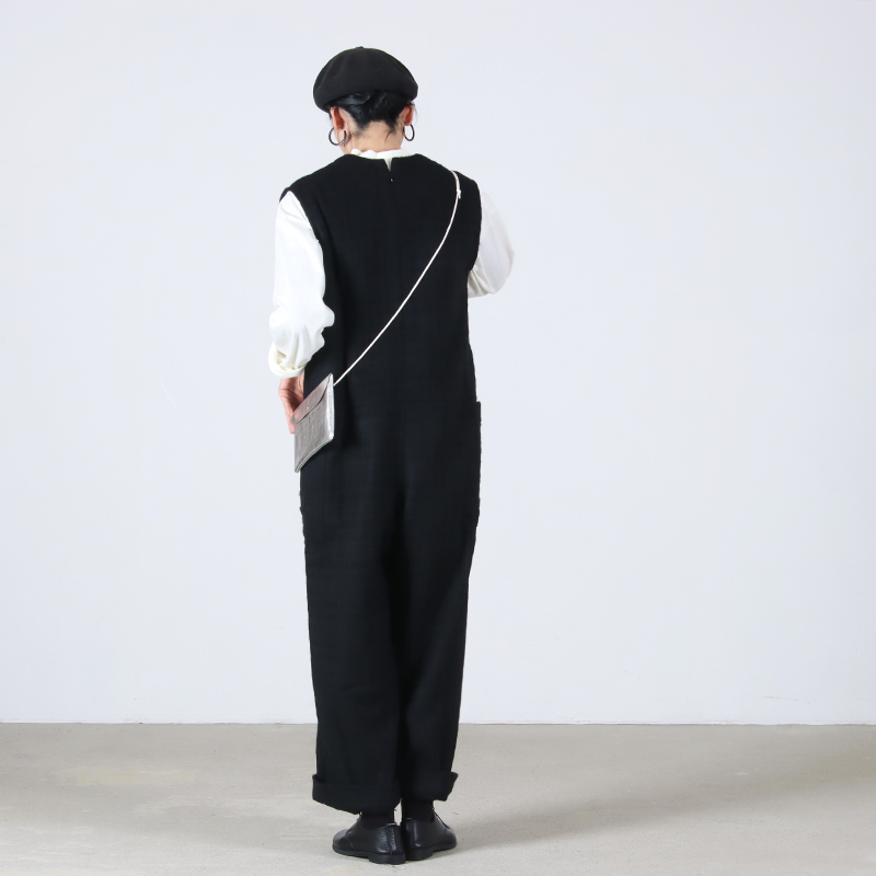 Honnete(ͥå) V Neck Jumpsuit Shadow Check