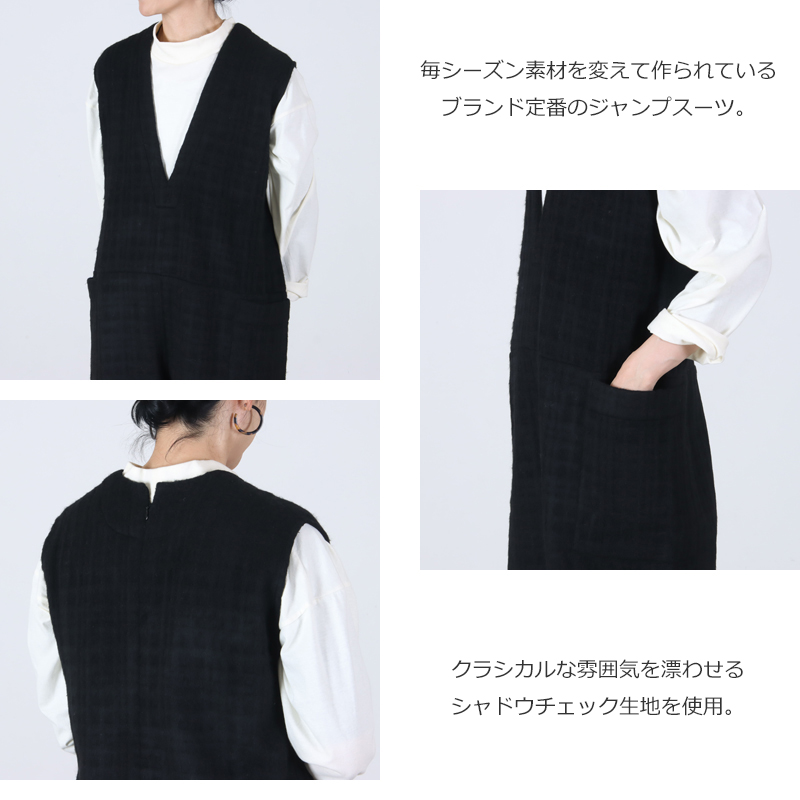 Honnete(ͥå) V Neck Jumpsuit Shadow Check