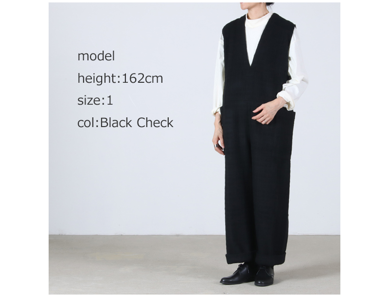 Honnete(ͥå) V Neck Jumpsuit Shadow Check