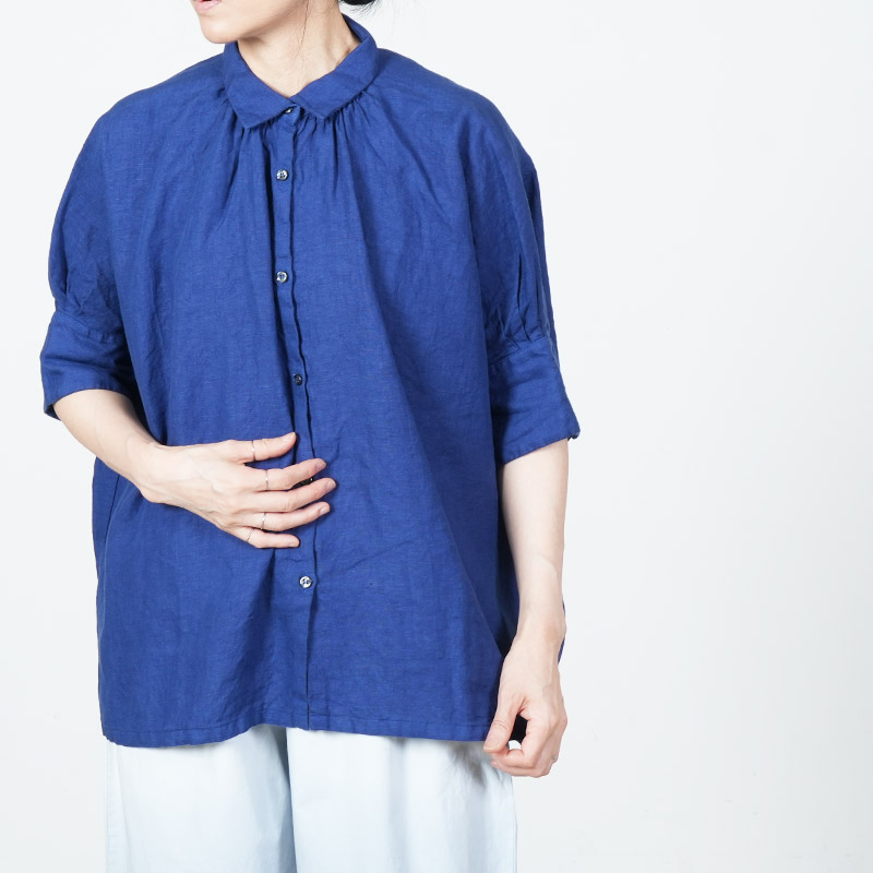 未使用　honnete オネット ハーフスリーブギャザーブラウス　2025SS Honnete (オネット) H/SLV Gather Shirt / ハーフスリーブギャザーシャツ
