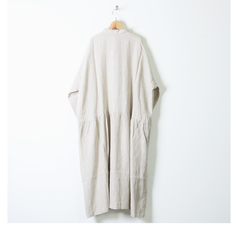 Ichi Antiquites イチアンティークス リネンワッシャーギャザーワンピース