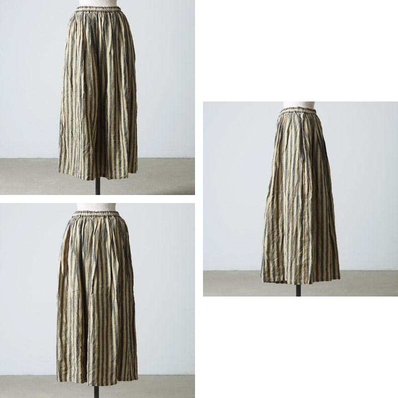 ICHI Antiquites (イチアンティークス) リネンazumadakiストライプスカート