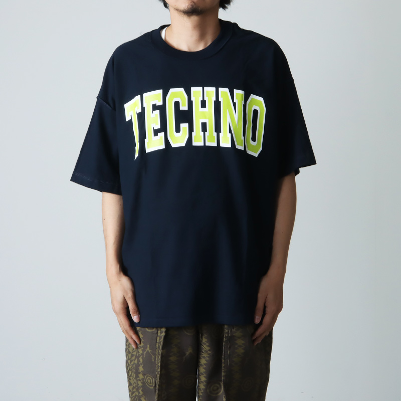 ISNESS MUSIC イズネス ミュージック TECHNO T-SHIRT テクノプリントTシャツ ネイビー F