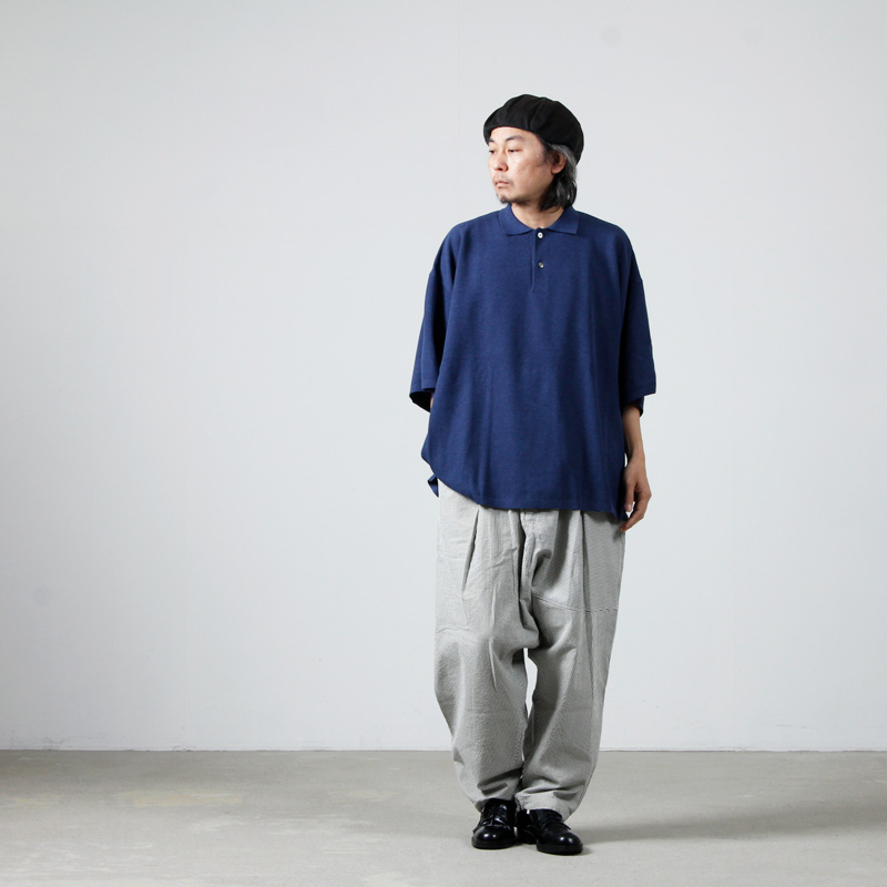 袖丈半袖is-ness KNITTED BIG POLO イズネス M - espaconw.com