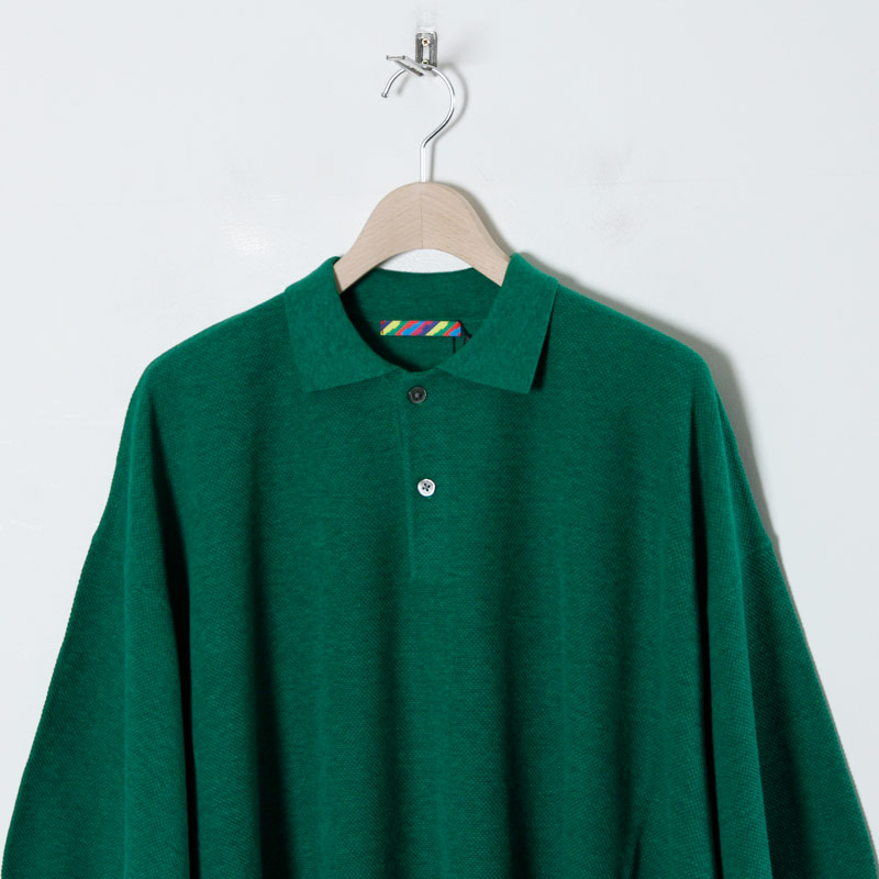 KNITTED BIG POLO GREEN is-ness イズネス-