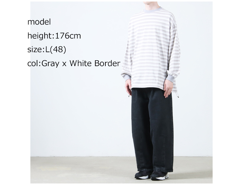 is-ness(ͥ) BALLOON STRIPES LONG SLEEVE T SHIRT