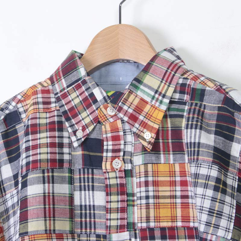 is-ness (イズネス) PATCHWORK CHECK SHORT SLEEVES SHIRT / パッチ 