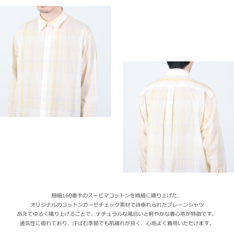 KAPTAIN SUNSHINE(����ץƥ󥵥󥷥㥤��) Gauze Plaid Plain Shirt