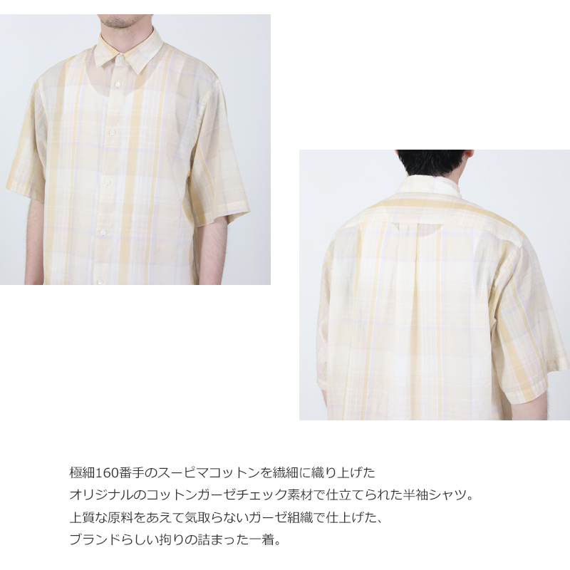 KAPTAIN SUNSHINE(����ץƥ󥵥󥷥㥤��) Gauze Plaid Plain SS Shirt
