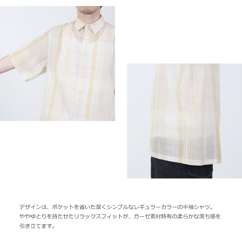 KAPTAIN SUNSHINE(����ץƥ󥵥󥷥㥤��) Gauze Plaid Plain SS Shirt