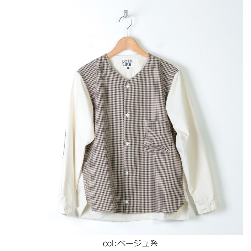 LOLO (ロロ) ガンクラブチェック コンビネーションシャツ size:S