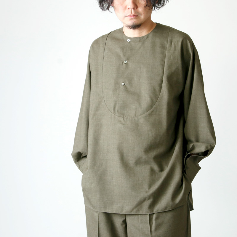 MARKAWARE (マーカウェア) NO COLLAR PULL OVER SHIRT / ノーカラー