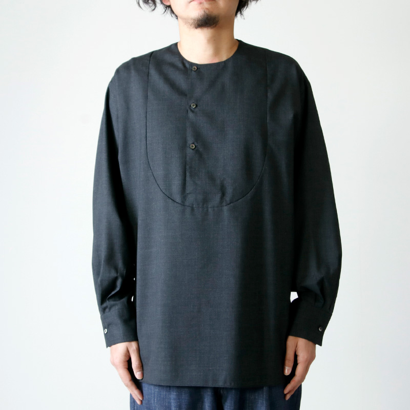 MARKAWARE (マーカウェア) NO COLLAR PULL OVER SHIRT / ノーカラー 